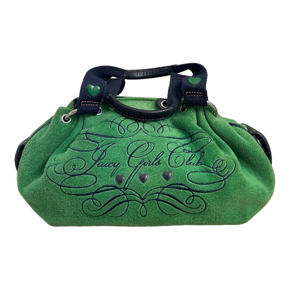 Vintage Juicy Couture Velour Purse Green and Blue With Mirror Charm Y2K